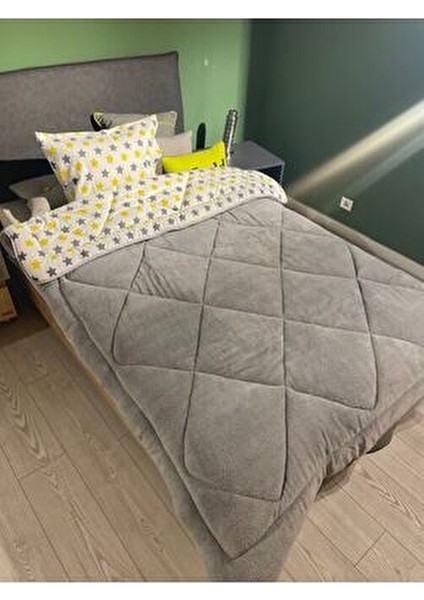 Tek Kişilik Çift Taraflı Welsoft Yorgan Sarı Büyük Yıldız fiyatları