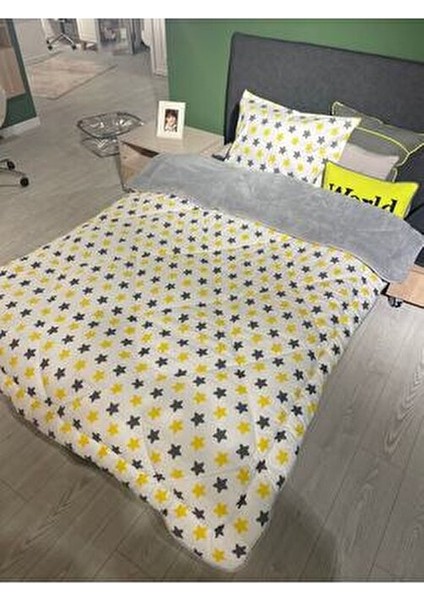 Tek Kişilik Çift Taraflı Welsoft Yorgan Sarı Büyük Yıldız modelleri