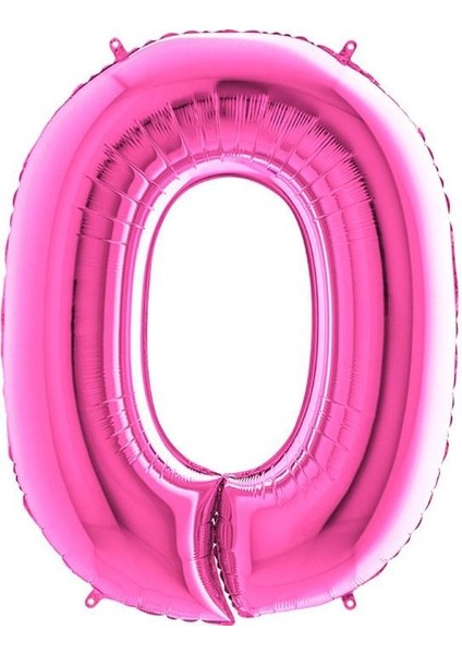 0 Rakamı Pembe Folyo Balon 16 Inch 40 cm