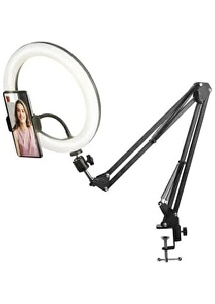 Esnek Masaüstü Sıkıştırmalı Tiktoker Ring Light LED Selfie Yayın Işığı 10 Inç + Stand Lüx