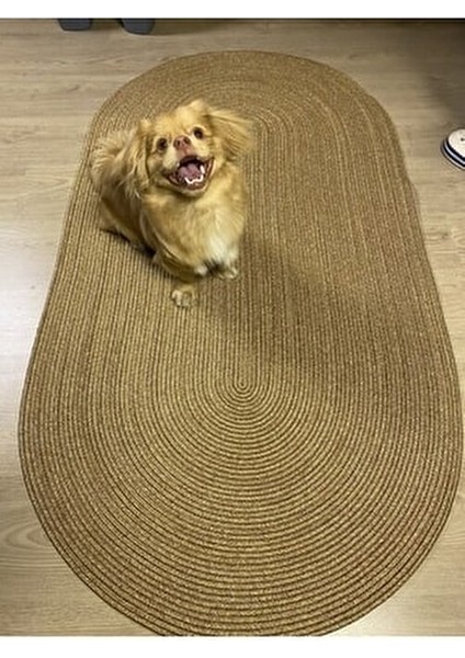 Kopya - Oval Jüt Yuvarlak Hasır Görünümlü Klasik Halı Kilim