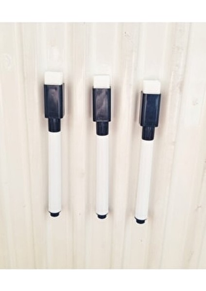 3 Adet Mıknatıslı Silgili Mini Beyaz Tahta Kalemi - Siyah modelleri