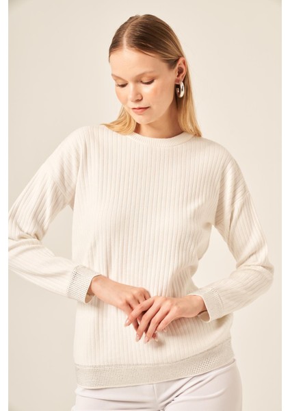 Ftz Kadın Taş Detaylı Bluz Ekru 20845 fiyatları