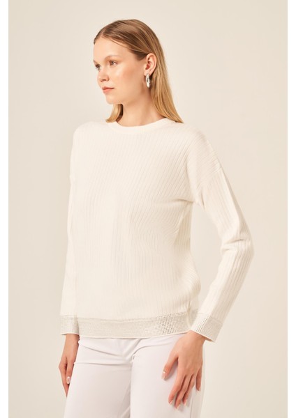 Ftz Kadın Taş Detaylı Bluz Ekru 20845 indirimleri