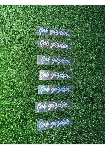 Sticker Usta Hologram Çok Güzelsin Güneşlik Ayna Yazısı Araba-Motosiklet Cam Etiket Sticker 7,2x1,8cm 1 Adet