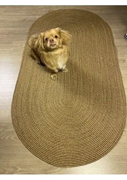 Kopya - Oval Jüt Yuvarlak Hasır Görünümlü Klasik Halı Kilim