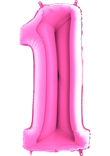 1 Rakamı Pembe Folyo Balon 16 Inch 40 cm
