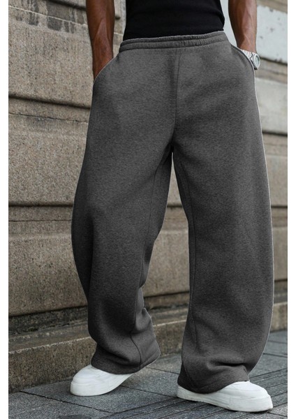 Baggy Bol Kesim Ayarlanabilir Paçalı Unisex Eşofman Altı Gri / Siyah / Antrasit