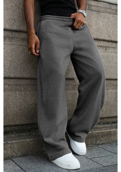 Baggy Bol Kesim Ayarlanabilir Paçalı Unisex Eşofman Altı Gri / Siyah / Antrasit