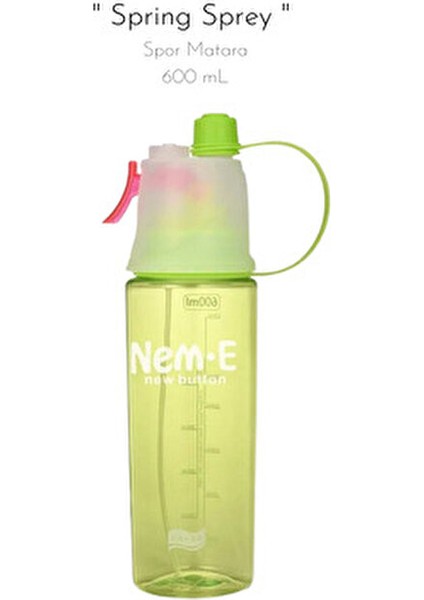 Spring Sprey 600 ml Plastik Spor Su Matara Suluk Su Şişesi Özellikli Tasarım