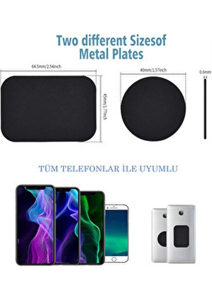 Araç Içi Oto Telefon Tutucular Için Manyetik Mıknatıslı 2 Adet Metal Plaka 3m Yapışkanlı Levha fiyatları