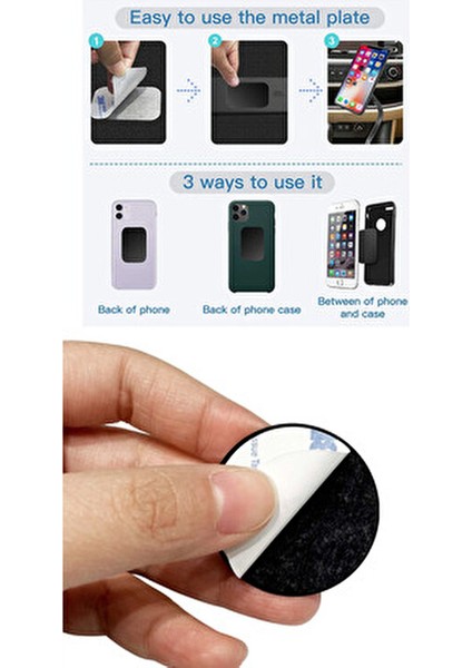 Araç Içi Oto Telefon Tutucular Için Manyetik Mıknatıslı 2 Adet Metal Plaka 3m Yapışkanlı Levha modelleri