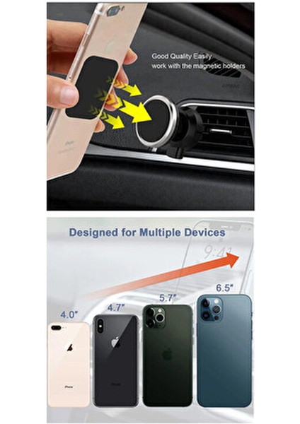 Araç Içi Oto Telefon Tutucular Için Manyetik Mıknatıslı 2 Adet Metal Plaka 3m Yapışkanlı Levha