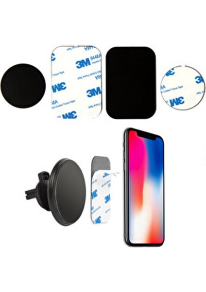 Araç Içi Oto Telefon Tutucular Için Manyetik Mıknatıslı 2 Adet Metal Plaka 3m Yapışkanlı Levha