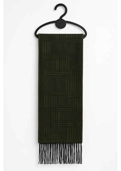 Unisex Floş Yün Desenli Şal Atkı (190 Cm)
