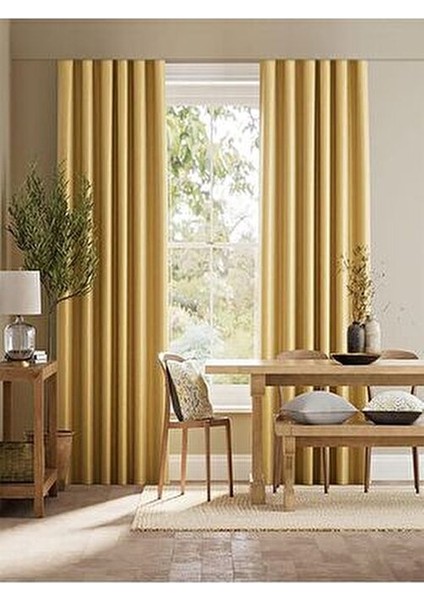 Blackout Işık Geçirmez Fon Perde Hardal Pilesiz Karartma Güneşlik (Enxboy)