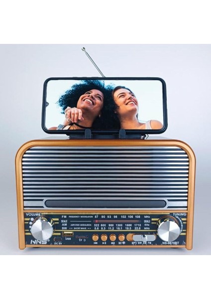 NS-6678 Retro, Nostaljik, Ahşap LED Işıklı Müzik Seti Fm Radyo USB Mp3 Player Bluetooth Hoparlör Tasarım fiyatları