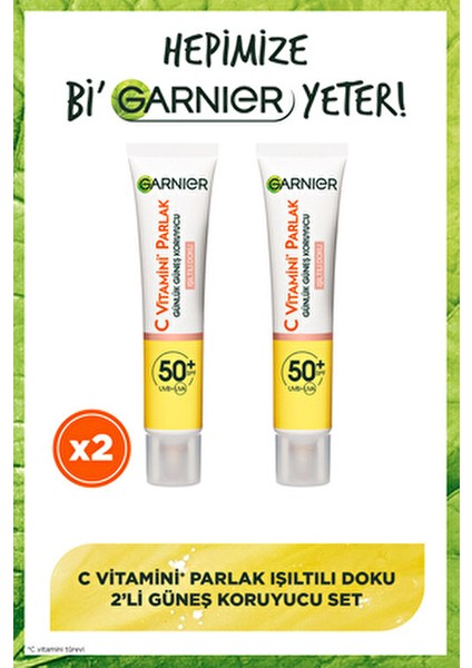 C Vitamini Parlak 2'li Güneş Koruyucu Set Işıltılı Doku