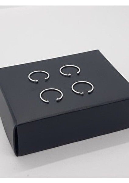 925 Ayar Gümüş (4 Adet) Sıkıştırmalı Halka Hızma( 4'lü Ekonomik Paket)