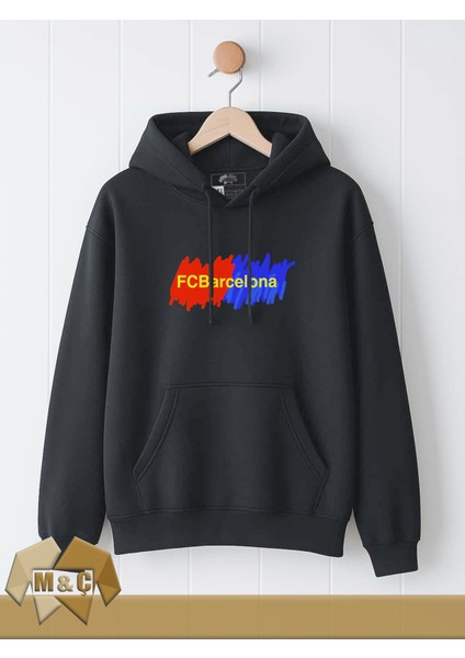 Barcelona Erkek Kapşonlu Uzun Kollu Sweatshirt Mevsimlik 2 Ip Özel Tasarım Cepli Büyük Beden Hodie