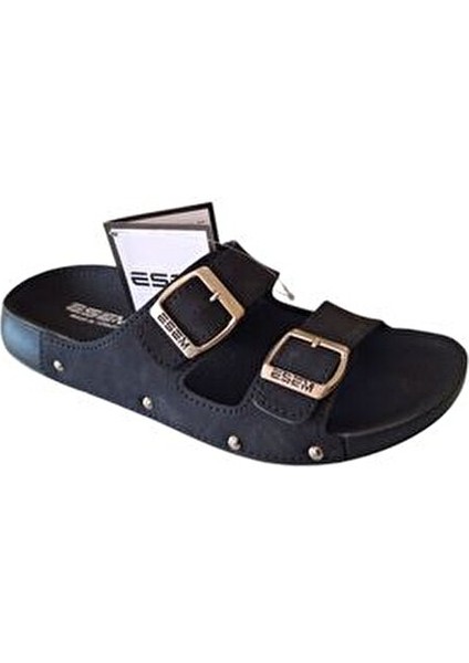 Siyah Çift Toka Ortapedik Yeni Trend Terlik