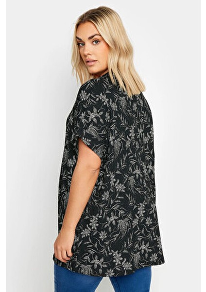 Büyük Beden Kadın Kısa Kollu Desenli Düğmeli Gömlek 303356 Şık ve Rahat Tasarım indirimleri
