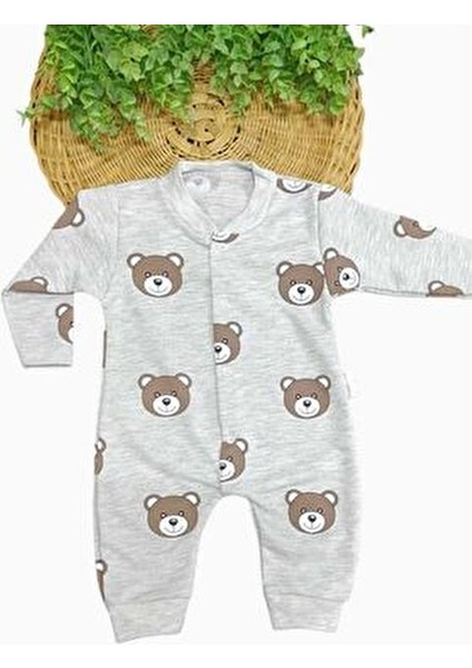 Unısex Bebek Ayıcıklı Baskılı Çıtçıtlı Yenidoğan Bebek Tulumu %100 Pamuk Esnek 1-3-6 Aylık fiyatları