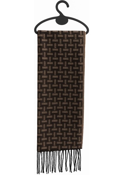 Unisex Floş Yün Desenli Şal Atkı (190 Cm)