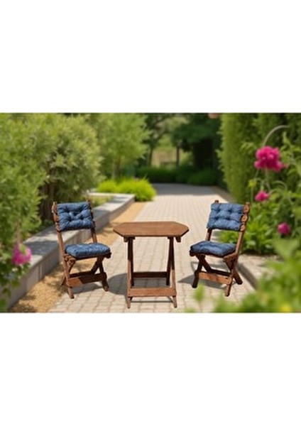 2+1 Sekizgen Bahçe Balkon Mutfak Tipi Minderli(Lacivert) Katlanır Masa-Sandalye Takımı fiyatları