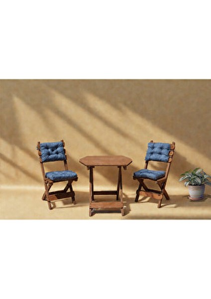 2+1 Sekizgen Bahçe Balkon Mutfak Tipi Minderli(Lacivert) Katlanır Masa-Sandalye Takımı modelleri