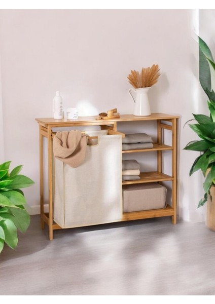 Doğal Ahşap Banyo Kirli Sepeti