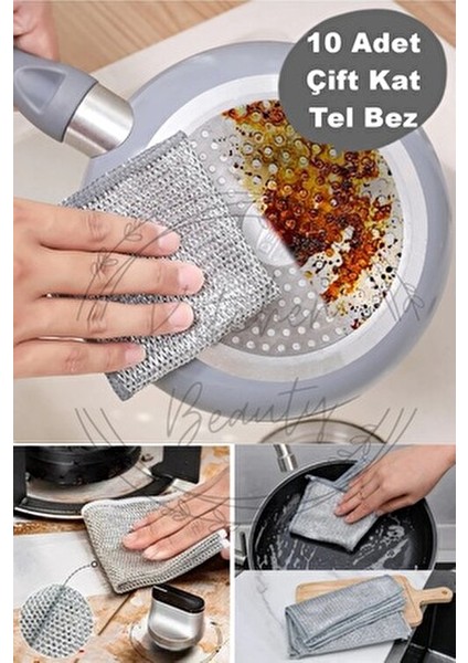 10 Adet Çok Fonksiyonlu Çizilmez Tel Bulaşık Bezi Bulaşık Tel Ovalama Bezi Çelik Tel Bulaşık Havlusu