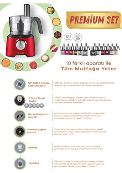 10 Farklı Aparatlı Mutfak Gıda Hazırlama Seti Mutfak Robotu, 2000W Ultra Güç Ile Tüm Mutfağa Yeter! fiyatları