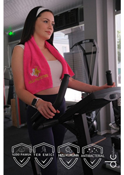 Nakışlı Sporcu Havlusu Pamuklu, Anti Bakteriyel, Ter Emici Fitness Plates Boks Tenis Spor Havlusu