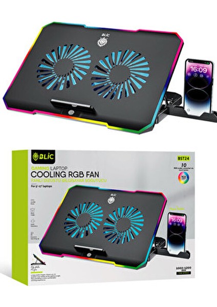 Çift Fanlı 9-17'' Uyumlu Rgb Gaming Laptop Soğutucu Cooling Pad Ayarlanabilir Notebook Altlığı