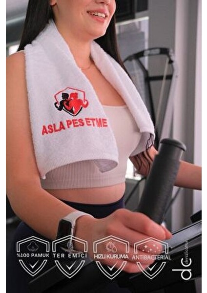 Nakışlı Sporcu Havlusu Pamuklu, Anti Bakteriyel, Ter Emici Fitness Plates Boks Tenis Spor Havlusu