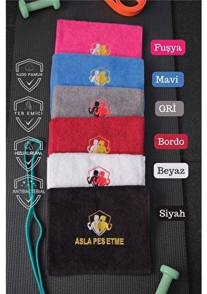 Nakışlı Sporcu Havlusu Pamuklu, Anti Bakteriyel, Ter Emici Fitness Plates Boks Tenis Spor Havlusu