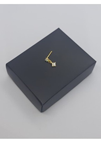 925 Ayar Gümüş Altın Kaplama Zirkon Taşlı Sallantılı Kare Tektaşlı Hızma fırsatları