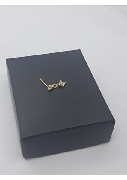 925 Ayar Gümüş Altın Kaplama Zirkon Taşlı Sallantılı Kare Tektaşlı Hızma indirimleri