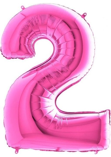 2 Rakamı Pembe Folyo Balon 16 Inch 40 cm