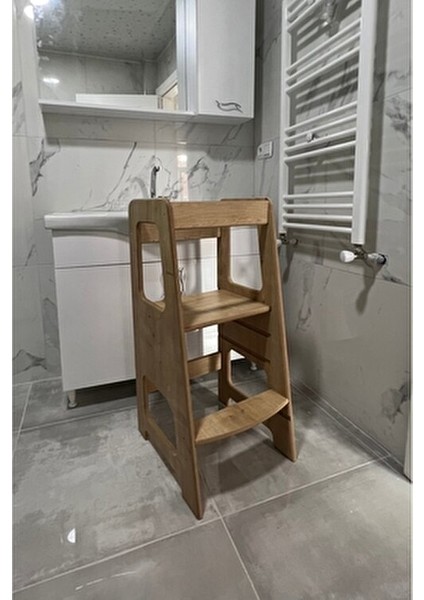 Öğrenme Kulesi Safir Meşe Ahşap Malzeme ile Ergonomik Tasarım Geniş Depolama Alanı fiyatları