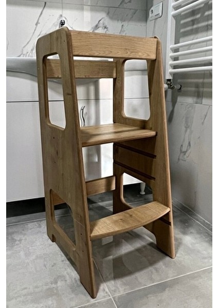 Öğrenme Kulesi Safir Meşe Ahşap Malzeme ile Ergonomik Tasarım Geniş Depolama Alanı modelleri