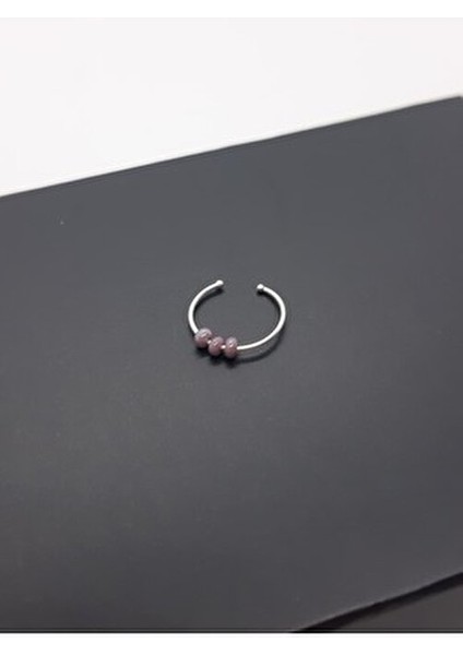 925 Ayar Gümüş Renkli Üç Toplu Sıkıştırmalı Halka Hızma