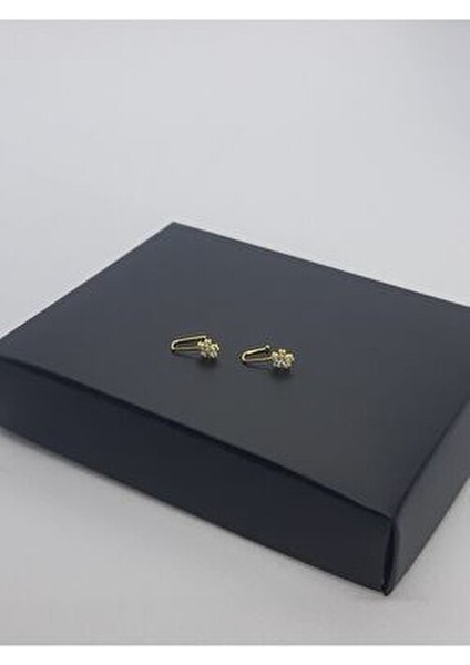 925 Ayar Gümüş (2 Adet) Altın Kaplama Zirkon Taşlı (Deliksiz) ''yıldız'' Hızma(En:4mm Boy 4mm)