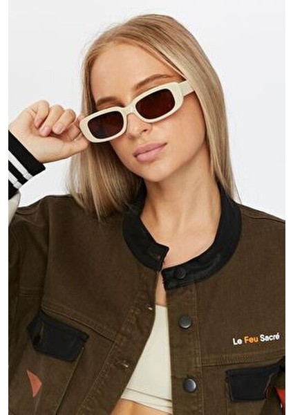 Kadın Oversize Kot Ceket Kolları Deri Garnili Düğmeli Motorcu Montu Baskılı Yarışçı Kolej Ceket