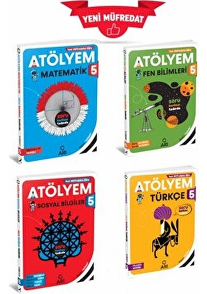 5.sınıf Fen Matematik Türkçe Sosyal Bilgiler Atölyem Normal Boy