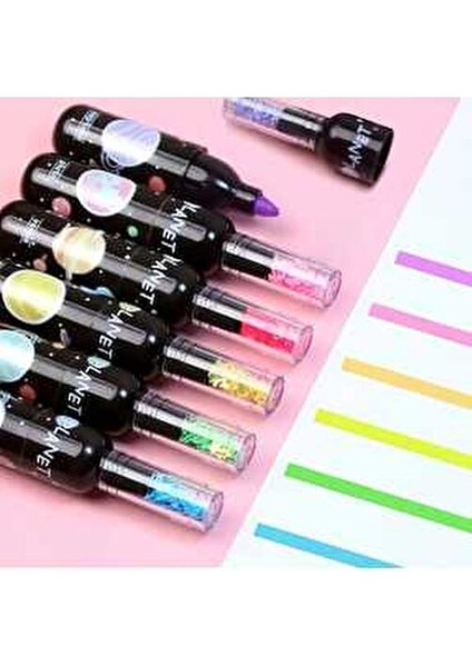 1 Paket 6'lı Galaxy Gezegen Şişe Figürlü Rengarenk Fosforlu Keçeli Kalemler Okul Öncesi Hediyelik fiyatları