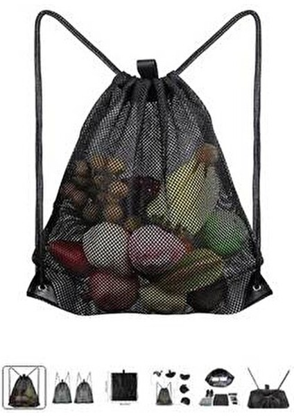 Ipli Büzgülü Sırt Çantası - File Plaj Sırt Çantası