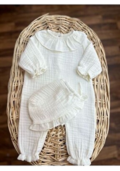 Fırfır Yakalı 2'li Hastane Çıkış Mevlüt Seti %100 Pamuk Organik