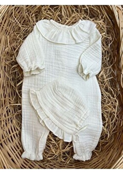 Fırfır Yakalı 2'li Hastane Çıkış Mevlüt Seti %100 Pamuk Organik modelleri